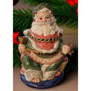Fitz and Floyd Old World Santa Cookie Jar RARE 1990 Handmade Handpainted EUC